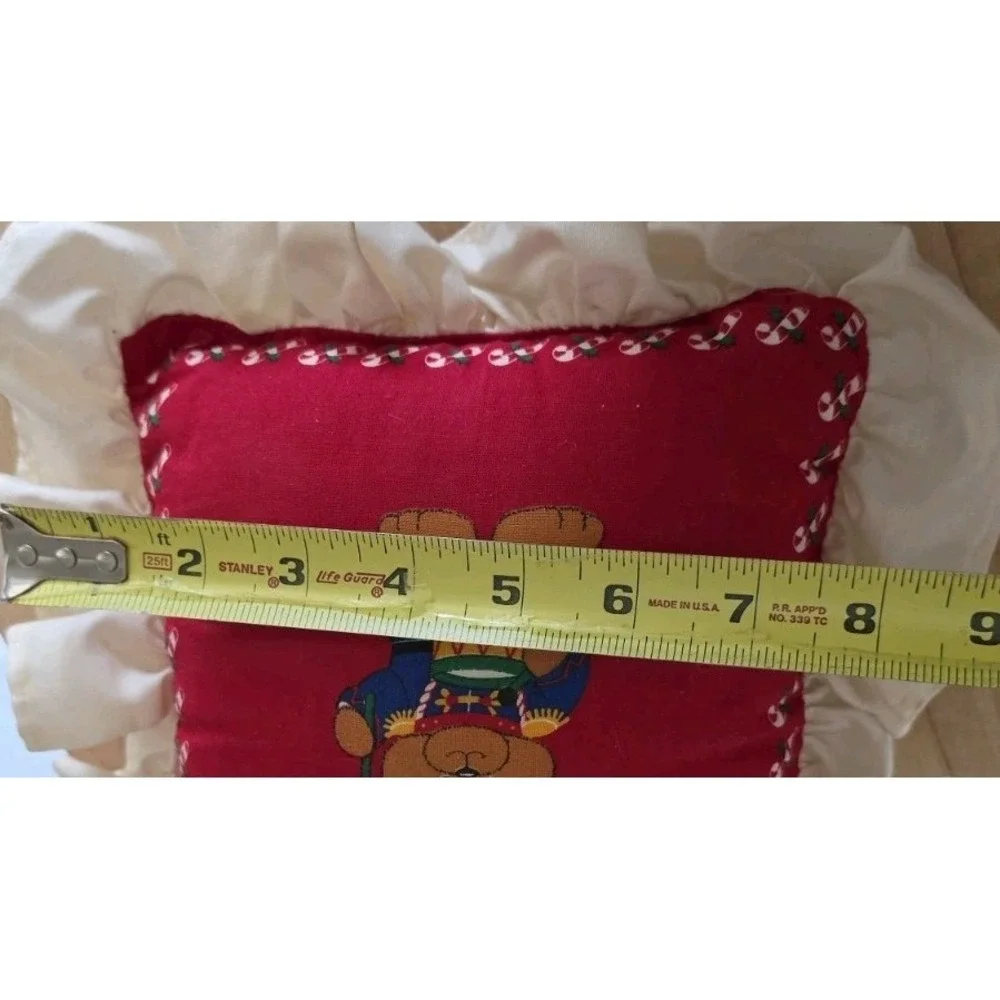 VTG 80's Cranston VIB Christmas Teddy‎ Bear Soldier Ruffled Pillow Cottagecore